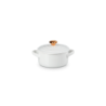 Mini Cocotte Branco com Pega em Coração Dourado - L'Amour