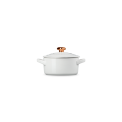 Mini Cocotte Branco com Pega em Coração Dourado - L'Amour