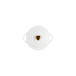 Mini Cocotte Branco com Pega em Coração Dourado - L'Amour