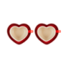 Set of 2 Heart Mugs with Saucers Cerise