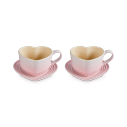 Conjunto 2 Chávenas Coração com Pires Shell Pink