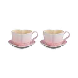 Conjunto 2 Chávenas Coração com Pires Shell Pink