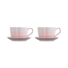 Set of 2 Heart Mugs with Saucers Shell Pink