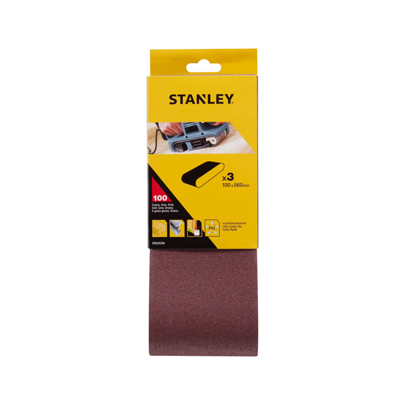 3 Bandas de Lixa 100x560mm G100 STANLEY