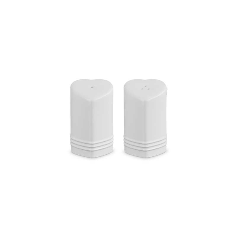 Set of Heart Salt and Pepper Shakers White - L'Amour Set of Heart Salt and Pepper Shakers White - L'Amour