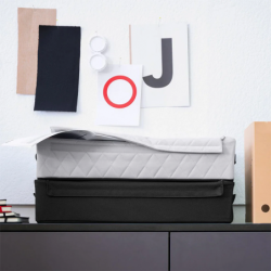 Storage Box with Lid Rhombus Light Grey - Storagebox Low
