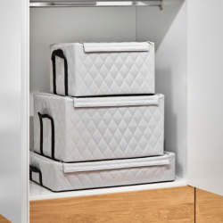 Storage Box with Lid Rhombus Light Grey - Storagebox Low