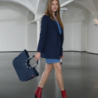 Bolso de Compras L Azul Oscuro Espiguilla - Loopshopper