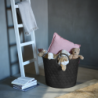 Cesto de Lavandaria com Pegas S Preto Losangulo - Loophome