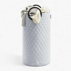 Laundry Bag L with Handles Rhombus Light Grey - Loophome