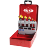 Juegos De 5 Avellanadores DIN 335 Forma C 90º HSS-TiN RUKO (Ø 6,3 - 10,4 - 16,5 - 20,5 - 25,0 mm)