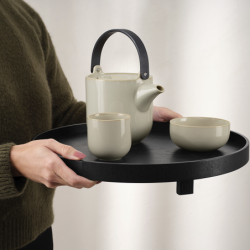 Bandeja com Pé Ø40cm Preto - Wood Black