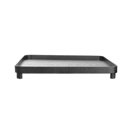 Tray with Feet 45,5x36cm Willow Wood - Wood Black