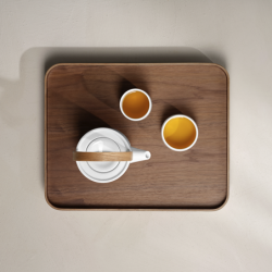 Bandeja com Pé 45,5x36cm Nogueira - Wood Black