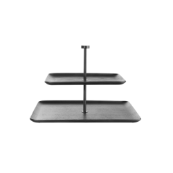 Etagere 2-Tiered Rectangular Black Willow Wood - Wood