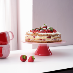 Prato para Bolo com Pé Batido de Morango - Joy