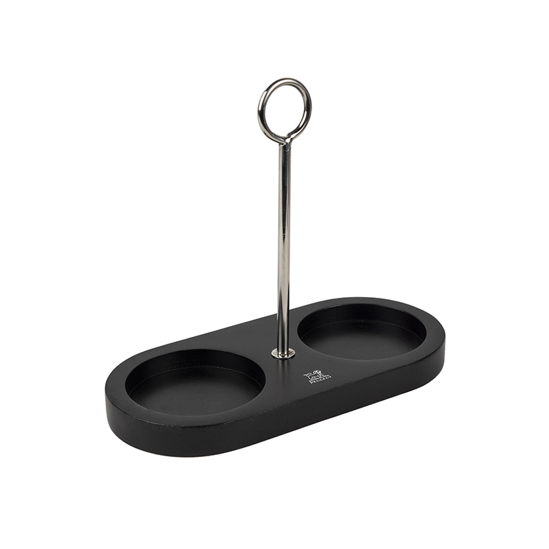 Bamboo Tray for Two Mills with Handle Black - Linea