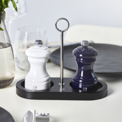 Bamboo Tray for Two Mills with Handle Black - Linea