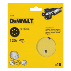 10 Discos De Lixa Com Velcro 150mm DeWalt G120