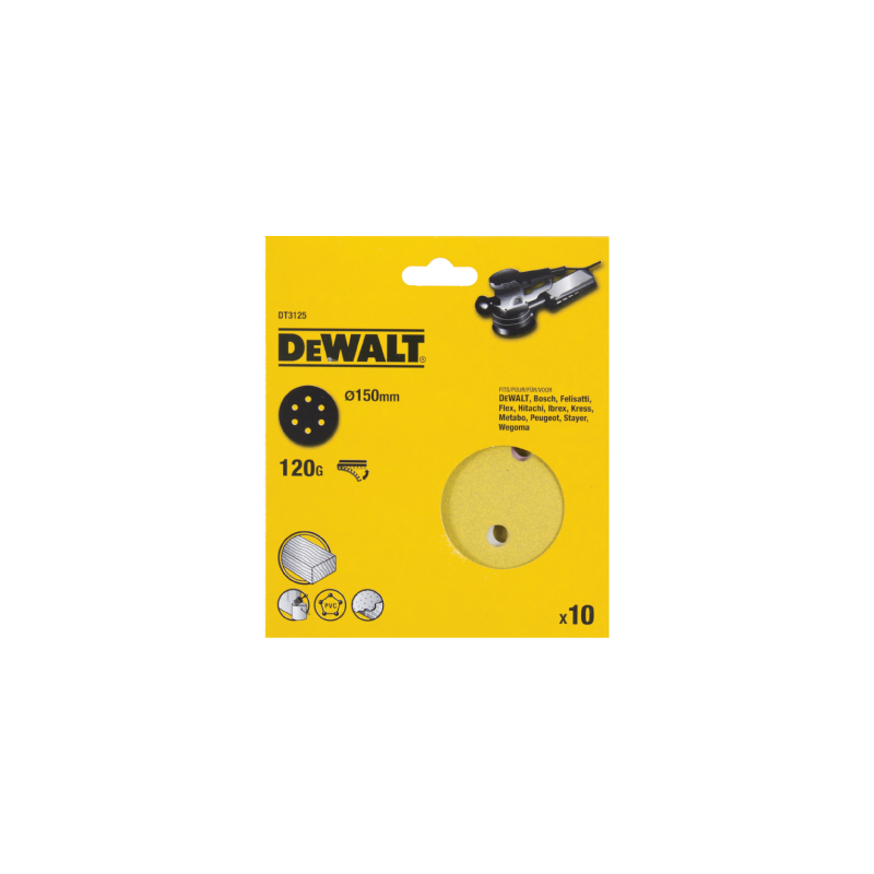 10 Discos De Lixa Com Velcro 150mm DeWalt G120