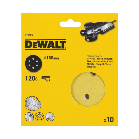 10 Discos De Lixa Com Velcro 150mm DeWalt G120