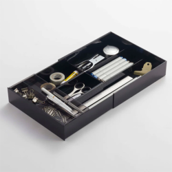 Extendable Drawer Organizer with Slide Black - Tower