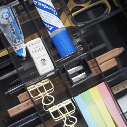 Extendable Drawer Organizer with Slide Black - Tower
