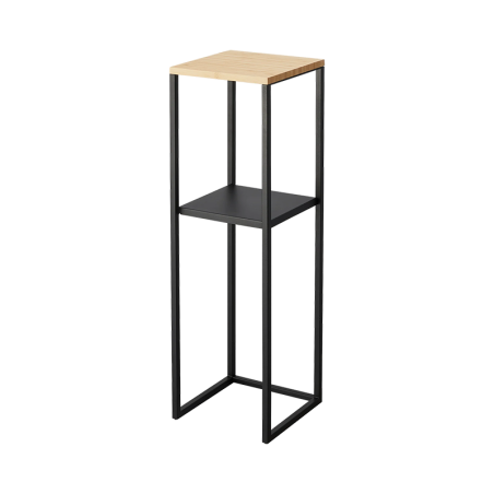 TOWER 2-TIERED SHELF WITH WOODEN TOP BK