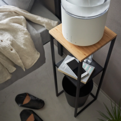 TOWER 2-TIERED SHELF WITH WOODEN TOP BK