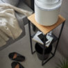 TOWER 2-TIERED SHELF WITH WOODEN TOP BK