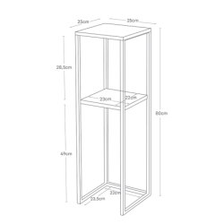 TOWER 2-TIERED SHELF WITH WOODEN TOP BK