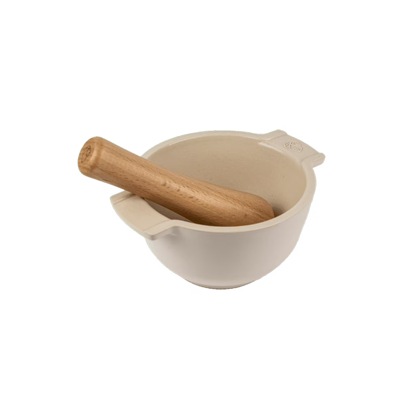 Ecru Mortar with Beechwood Pestle - Appolia Ecru Mortar with Beechwood Pestle - Appolia