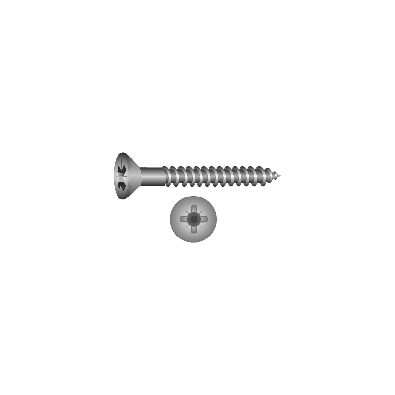 CHEMITOOL FASTENERS Chipboard Screw Countersunk Head POZIDRIV Full Thread DIN 7505A 2,5X20 4.8 Yellow Passivated