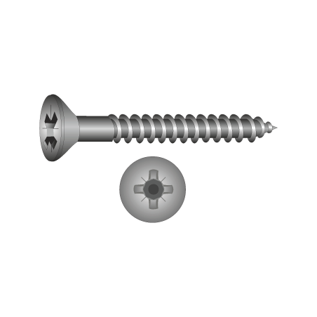 CHEMITOOL FASTENERS Chipboard Screw Countersunk Head POZIDRIV Full Thread DIN 7505A 2,5X20 4.8 Yellow Passivated
