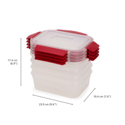 Juego 4 Recipientes Rectangulares Rojo 1,1L - Nest Lock