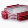 4-Piece Red 1,1L Food Container Set - Nest Lock