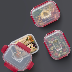 Juego 4 Recipientes Rectangulares Rojo 1,1L - Nest Lock