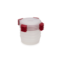4-Piece Red 1L Round Food Container Set - Nest Lock