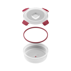 4-Piece Red 1L Round Food Container Set - Nest Lock