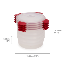 4-Piece Red 1L Round Food Container Set - Nest Lock