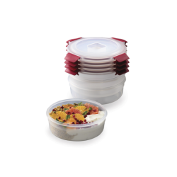 4-Piece Red 1L Round Food Container Set - Nest Lock