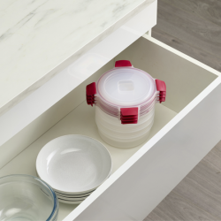 4-Piece Red 1L Round Food Container Set - Nest Lock