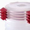 4-Piece Red 1L Round Food Container Set - Nest Lock