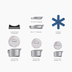 Folding Handle 5-Piece Cookware Set - Space Steel