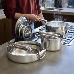 Folding Handle 5-Piece Cookware Set - Space Steel