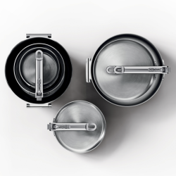 Folding Handle 6-Piece Cookware Set - Space Steel