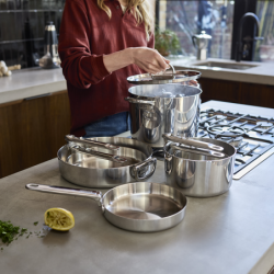 Folding Handle 6-Piece Cookware Set - Space Steel