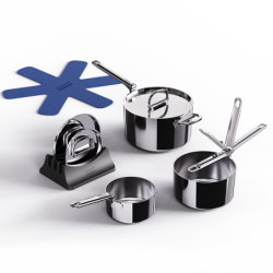 Folding Handle 3-Piece Saucepan Set - Space Steel