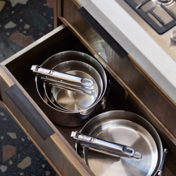 Folding Handle 3-Piece Saucepan Set - Space Steel