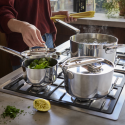 Folding Handle 3-Piece Saucepan Set - Space Steel